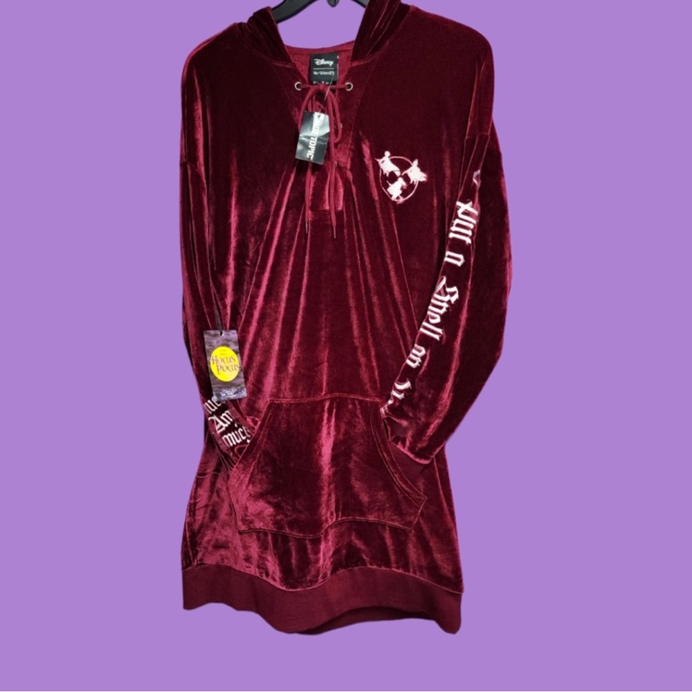 Hocus Pocus Velour Lace-Up Hoodie Dress Hot Topic